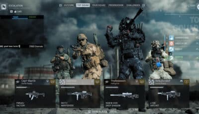 The image displays a squad screen from the video game Battlefield 6