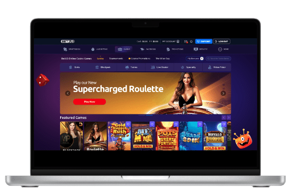 Desktop view of BETUS online casino featuring a range of games you can play online.