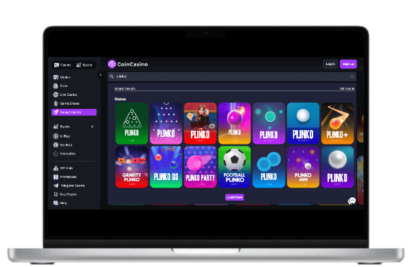 CoinCasino Plinko game lobby