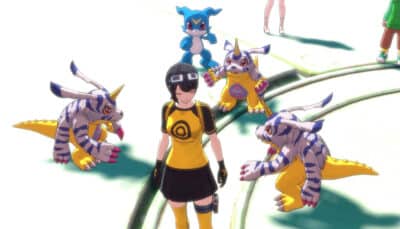 Companions gather for battle inside Digimon Story Time Stranger