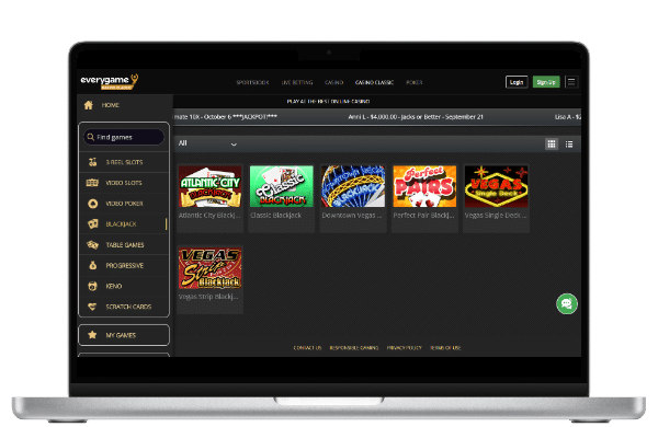 Everygame casino bonuse codes for blackjack games