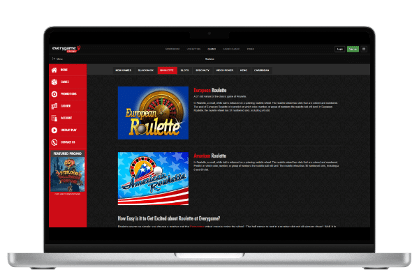 Everygame casino roulette lobby