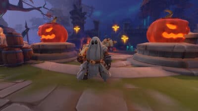 picture of Vigour dressed as a ghost in Halloween update for Fellowship