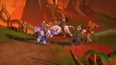 Fellowship game characters running together as a party.