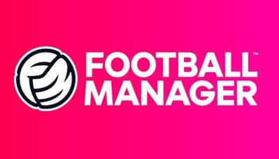Football Manager 2026 logo on a bright pink background with white text and a stylized football icon.