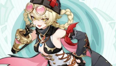 New Genshin Impact 6.2 character with blonde hair and goggles poses playfully in official artwork.