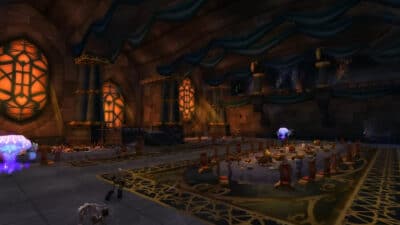 picture of a fantasy banquet hall with arcane elementals and mysterious ghosts from World of Warcraft