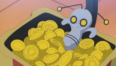 Bag filled with golden coins from the Pokémon Game Corner mini-games