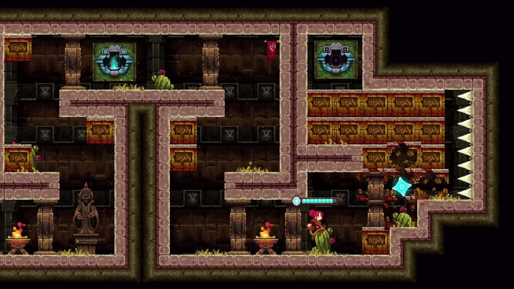 Enid solves a spike-filled chamber puzzle in Forgotten Fragments