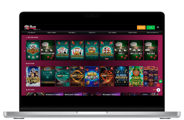 Desktop view of TheOnline Casino - one of the best online baccarat casinos in the US.