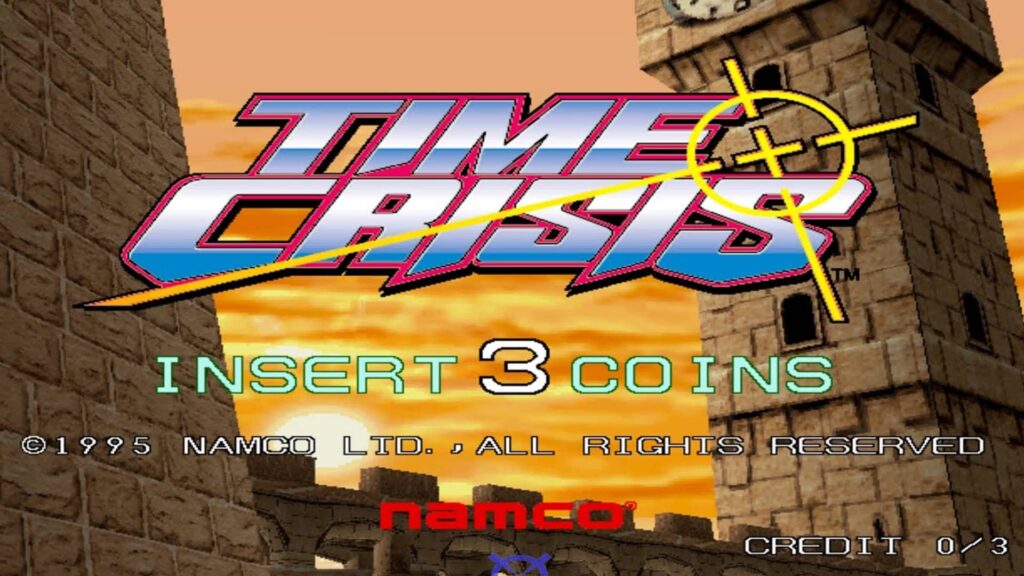 Title screen of the arcade shooter Time Crisis