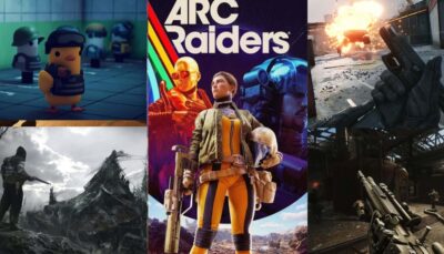 Collage featuring upcoming FPS games of 2025, including Escape from Duckov, ARC Raiders, Delta Force, and other action shooters.