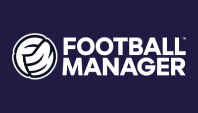 Football Manager 26 logo on a dark blue background representing the upcoming release of the popular sports management simulation game.
