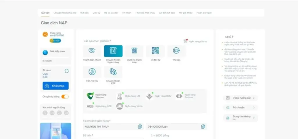 Casino trực tuyến uy tín hỗ trợ nhiều phương thức nạp - rút tiền