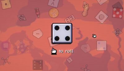 A large die hovers on screen with a prompt to roll in Dice A Million