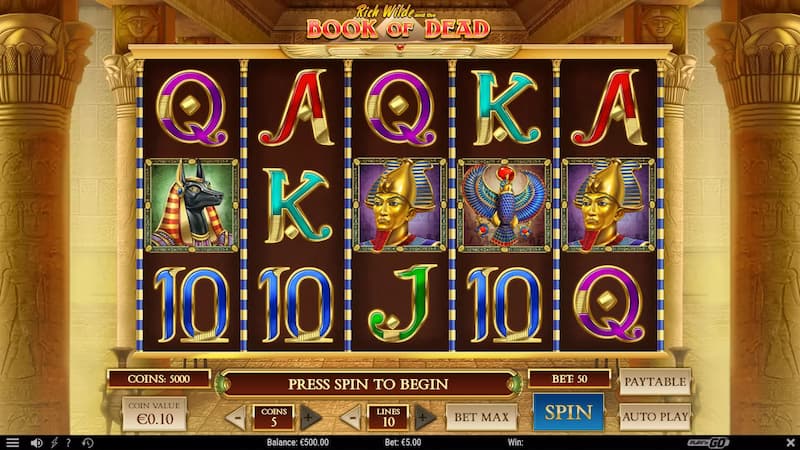 Game Slots Book of Dead có nhiều tính năng hấp dẫn