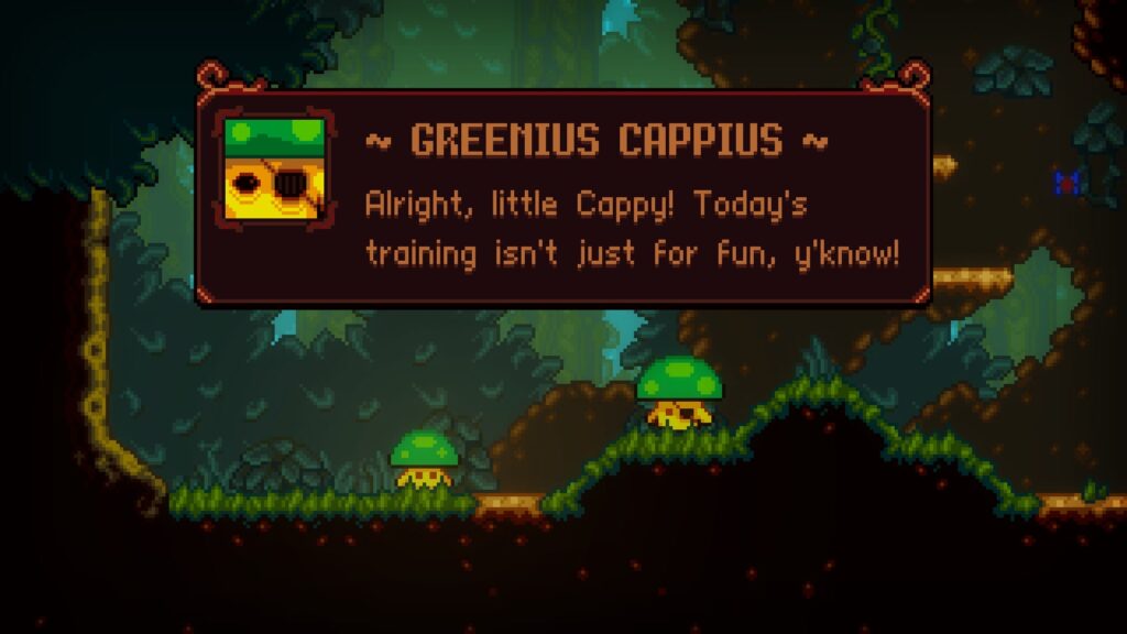 Greencap trains with Greenius in Lone Fungus