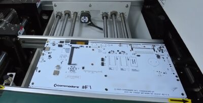 The first new C64 motherboard comes off the production line