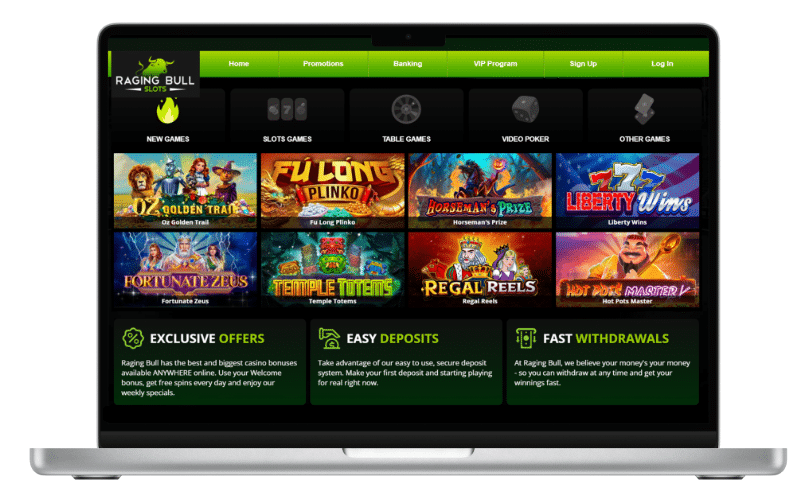 visa online casinos raging bull bonus