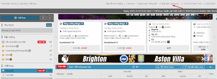 Chọn cá cược theo tỷ lệ cược Malaysia trên bảng kèo nhà cái