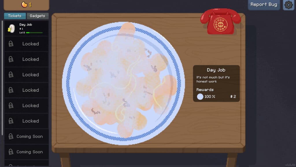 A faded plate animation shows the day job payout in Scritchy Scratchy