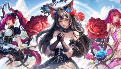 A group of elegant fantasy characters featured in Goddess Era artwork