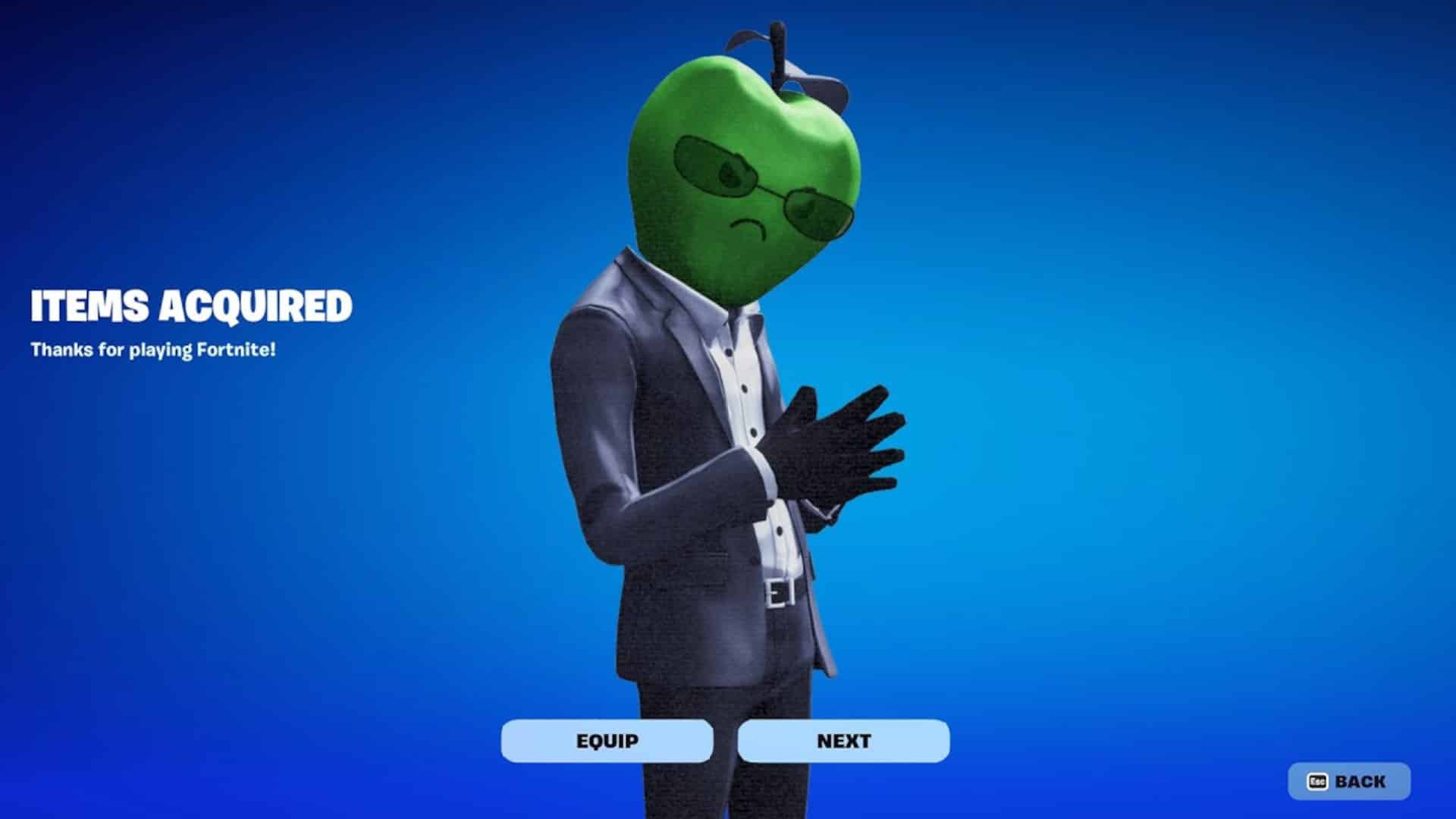 Picture of an apple skin from Fortnite.