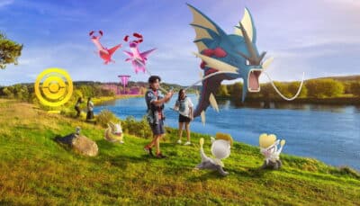 Players explore the outdoors while catching Pokémon in Pokémon Go using their smartphones