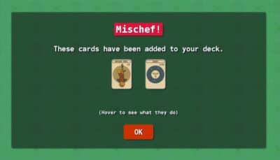 A pop up confirms new tarot style cards being added to the deck in Queue Queen