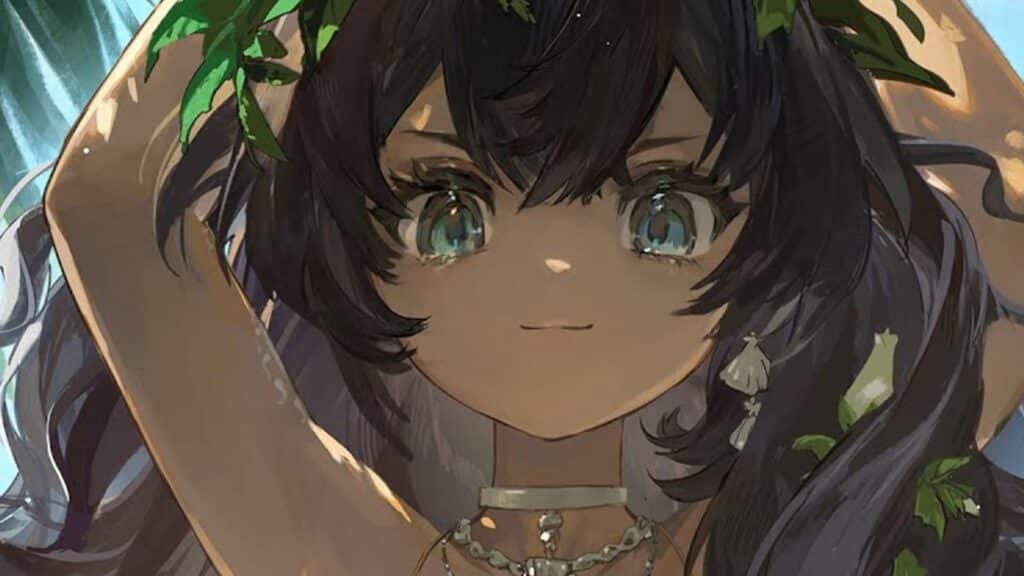Reverse 1999 presents a warm close up of a character looking ahead under dappled light