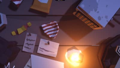 Cards notes and coins lie scattered across a dim table in This Ain’t Even Poker Ya Joker