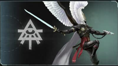 Image of an Aeldari Phoenix lord in the Total War setting.