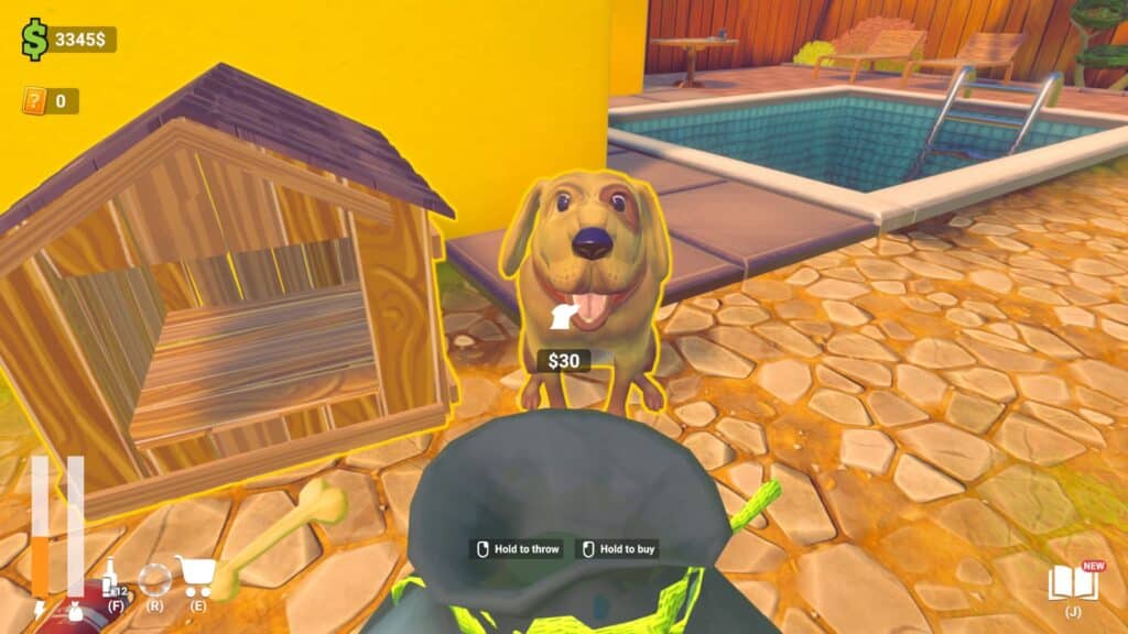 「妻が私のカードコレクションを投げ捨てた」では、人懐っこい犬が家の横で待っている