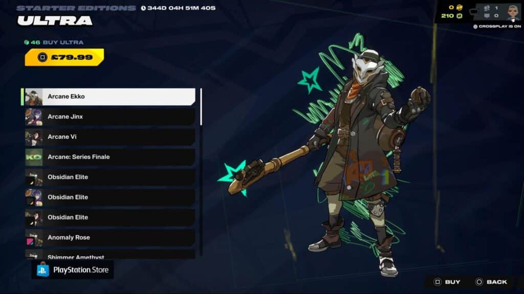 2XKOでエコーはマスクと武器を緑のエフェクトで囲み、ダイナミックなポーズをとっている