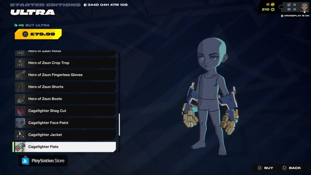 2XKOカスタマイズインターフェースでは、キャラクターに重機械式ケージファイターの拳が装備されている。