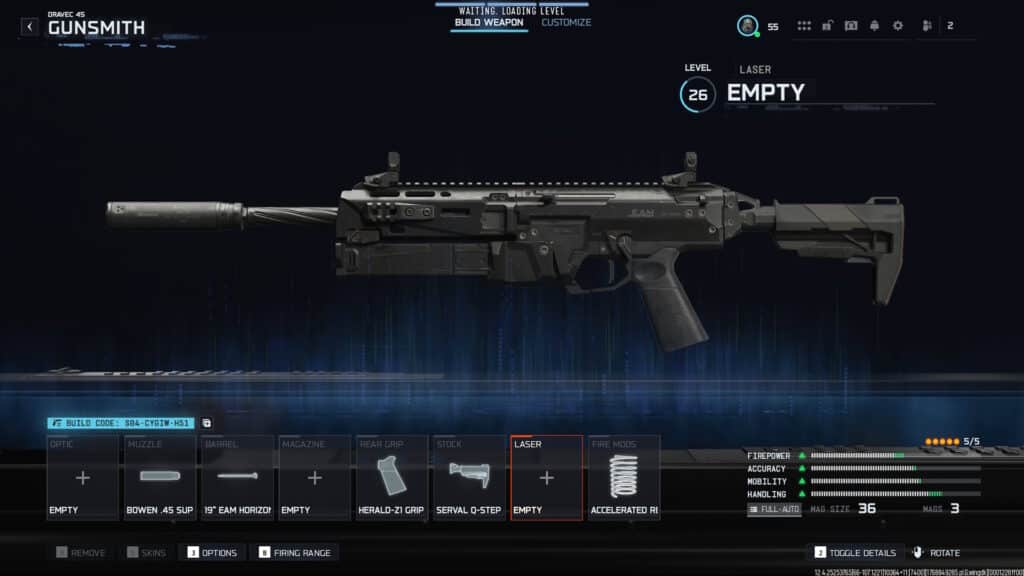 Штурмовая винтовка Dravec 45, показанная на экране настройки оружия в CoD Black Ops 7.