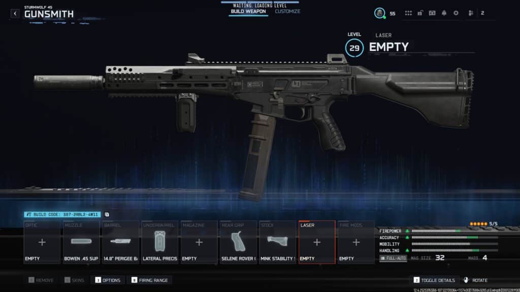 В оружейной мастерской CoD Black Ops 7 представлено оружие Sturmwolf 45 с различными модификациями.