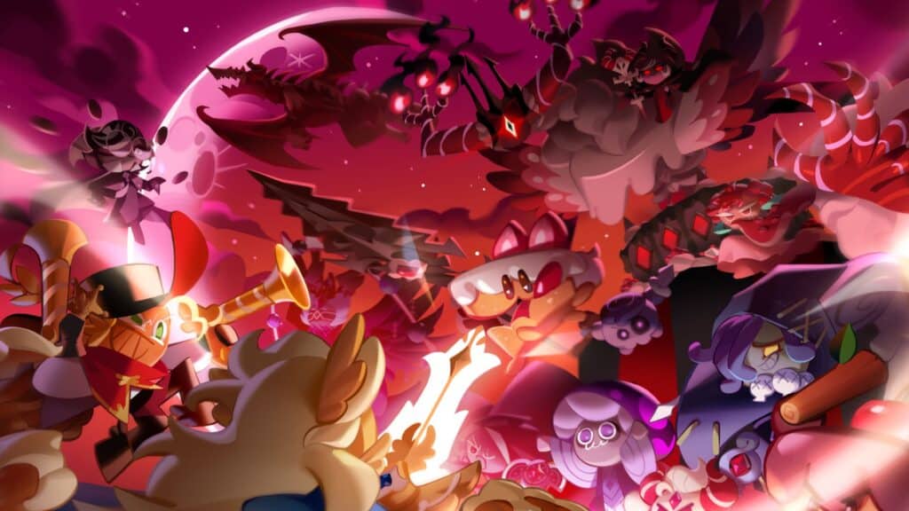 В важнейший момент сюжета Королевства Куки Ран собираются могущественные антагонисты под сияющей красной луной.