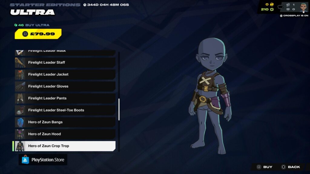 2XKO衣装プレビューでは、このキャラクターはストラップ付きのゾウンの英雄のクロップトップを着用している。