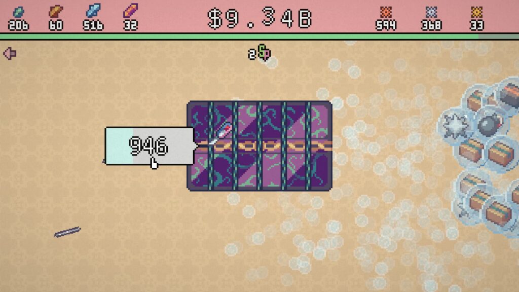 A locked chest reveals its value as the player opens it in Unboxathon