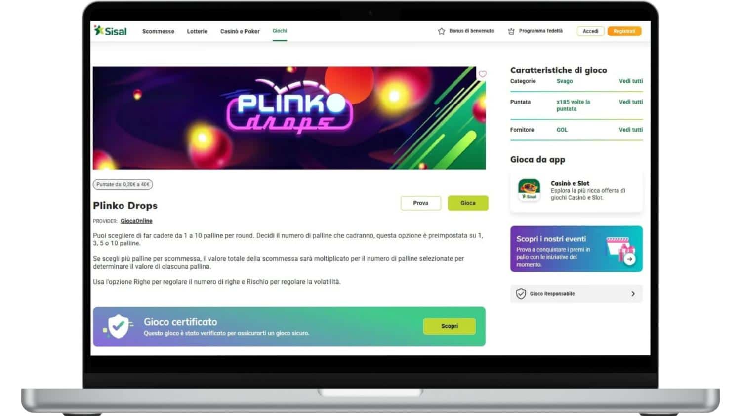 Siti con Plinko soldi veri: Sisal