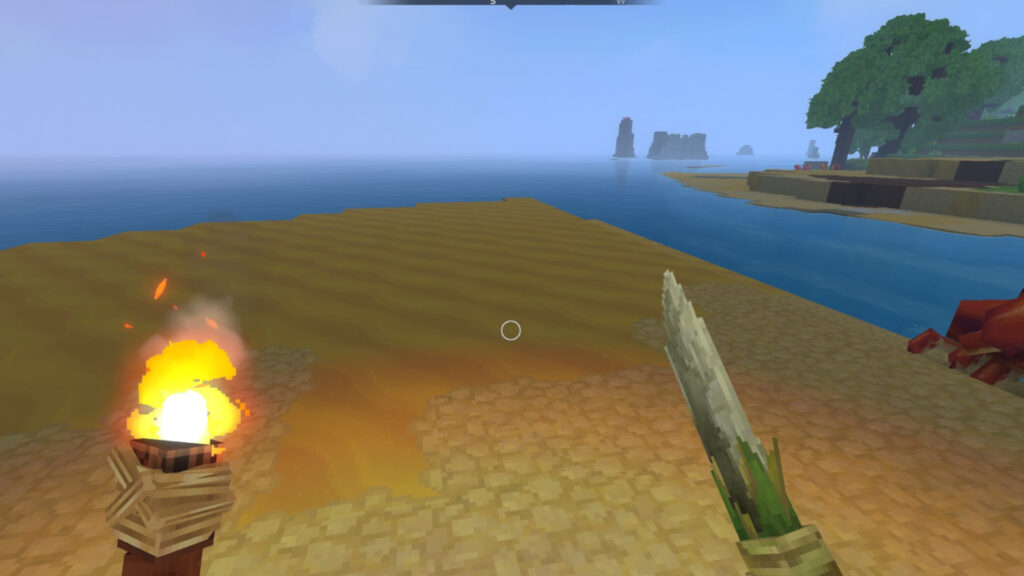 Image of sand and sandstone by the sea from hypixel game.