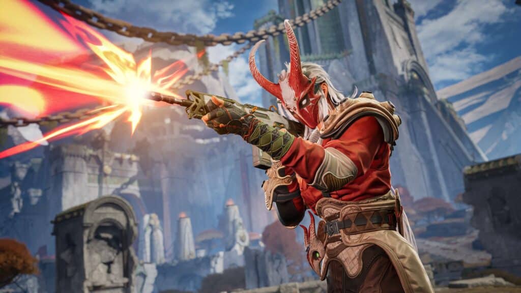 ハイガードのウナがライフルを撃っている