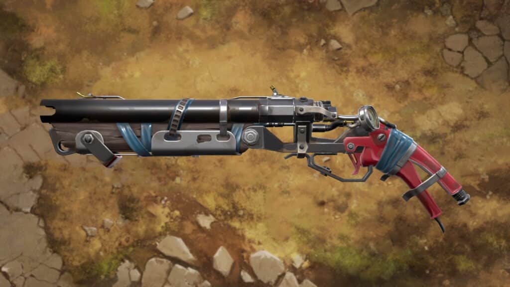 VALORANTのテクスチャ付き地面に、詳細なカスタムショットガンスキンが表示されます