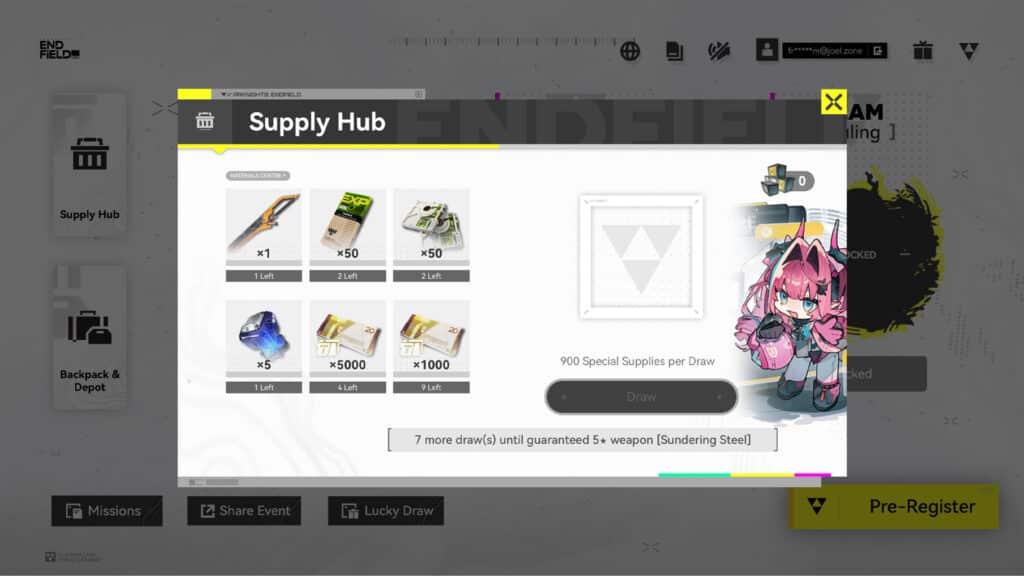 gacha on the arknights endfield page
