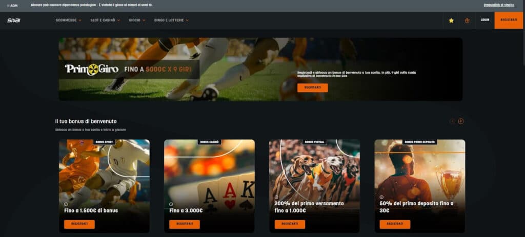 Migliori bonus casino da attivare: Welcome bonus SNAI