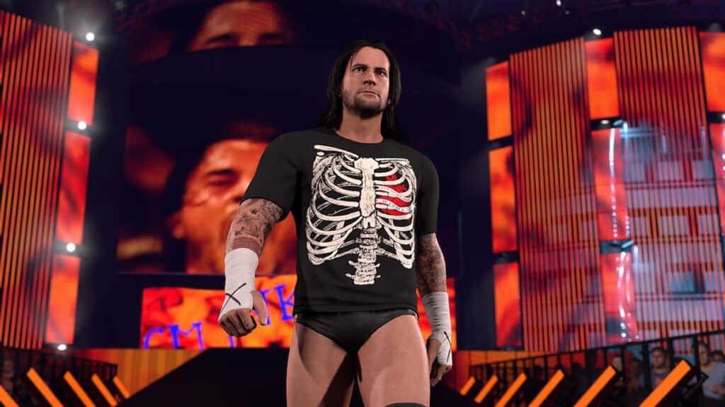 CMパンクがスケルトンTシャツを着てWWE 2K26のステージに登場