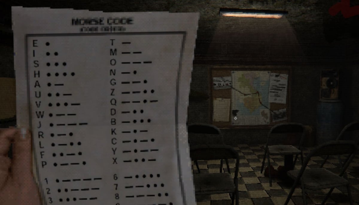 Dark bunker room in Dash Dot Die demo, showing lo-fi pixelated visuals, harsh lighting, and a tense horror atmosphere focused on psychological dread.