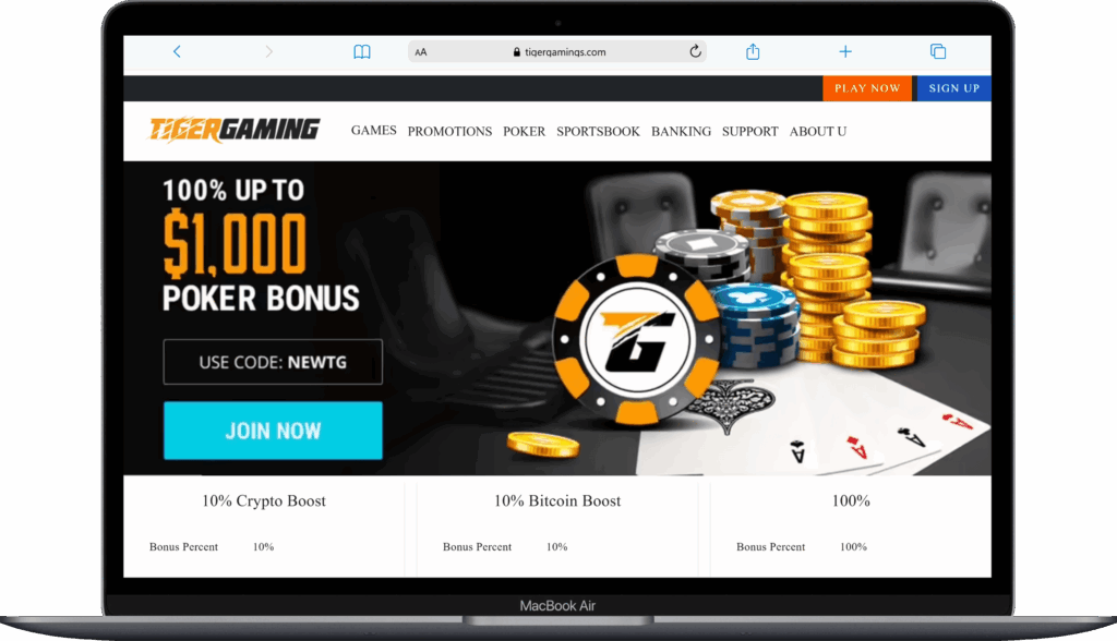 Главная страница покер-рума TigerGaming