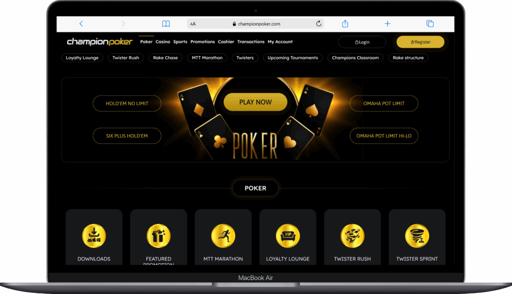 Главная страница покер-рума Champion Poker